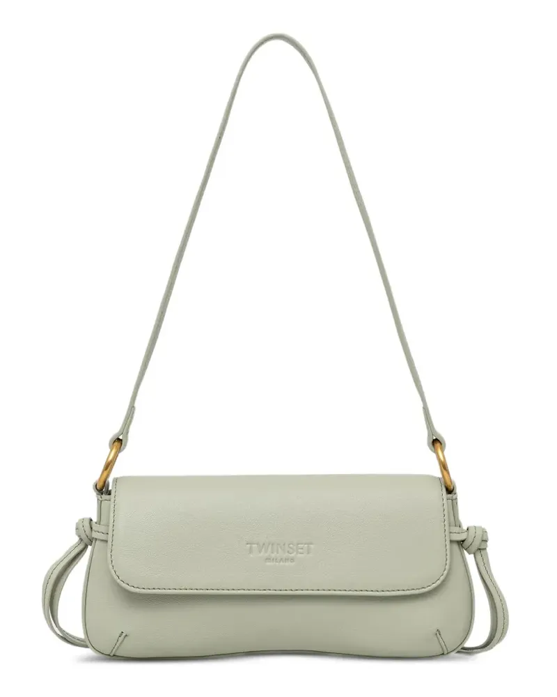 Twin-Set leather shoulder bag with flap - Grün Grün