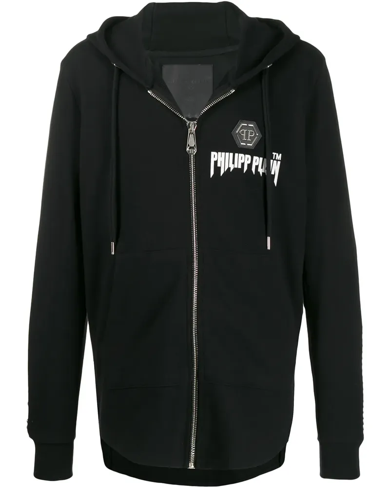 Philipp Plein Kapuzenjacke mit Nieten - Schwarz Schwarz
