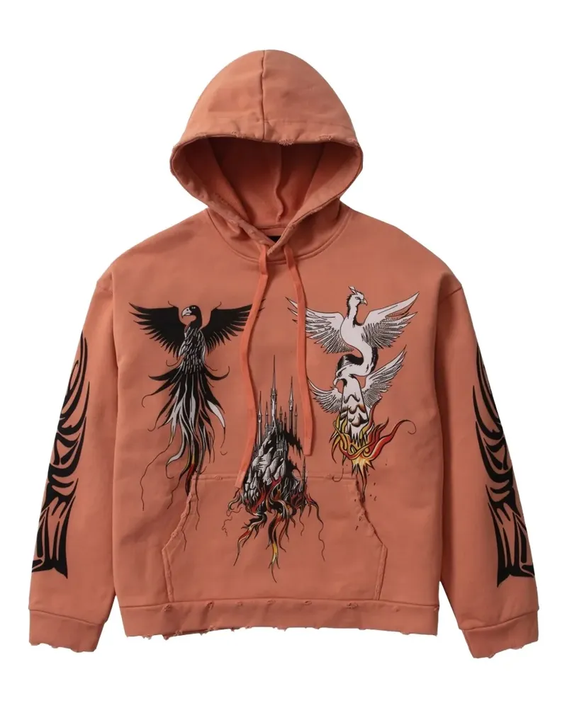 WHO DECIDES WAR Nefarious Hoodie mit Vogel-Print - Orange Orange
