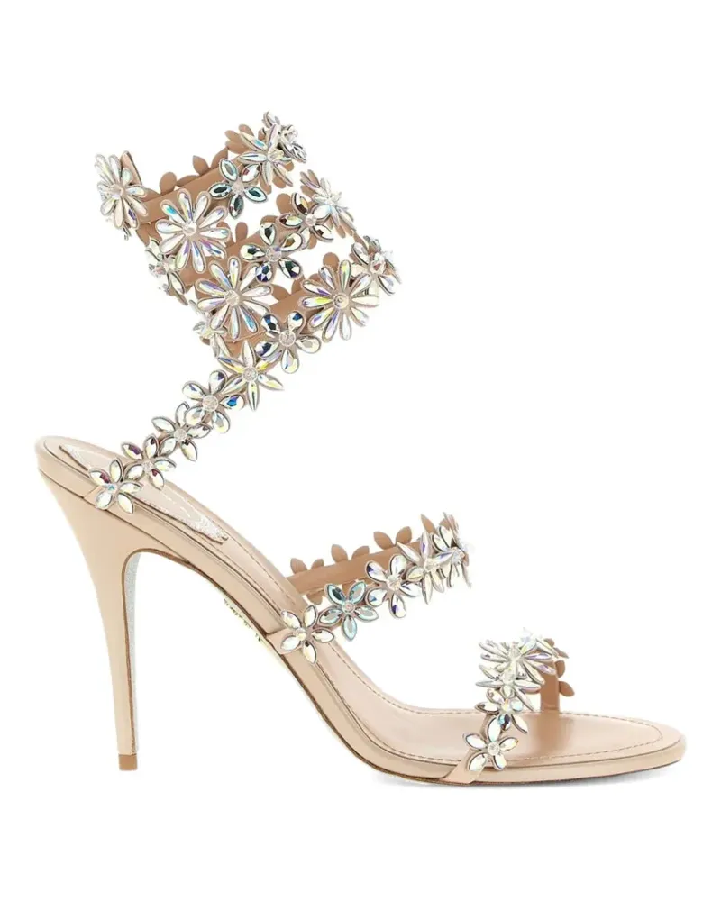 René Caovilla Eva floral-embellished sandals - Nude Nude