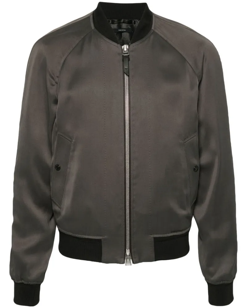 Tom Ford Twill-Bomberjacke mit gerippten Details - Grau Grau