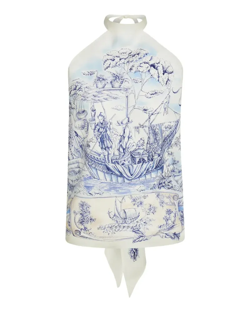 Ferragamo Foulard-Top mit Voyage-Print - Nude Nude