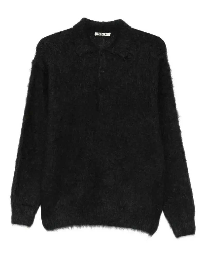 AURALEE Langärmeliges Poloshirt - Schwarz Schwarz