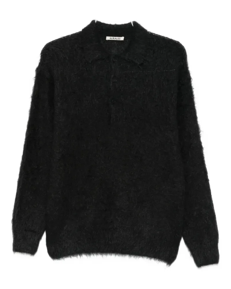 AURALEE Langärmeliges Poloshirt - Schwarz Schwarz