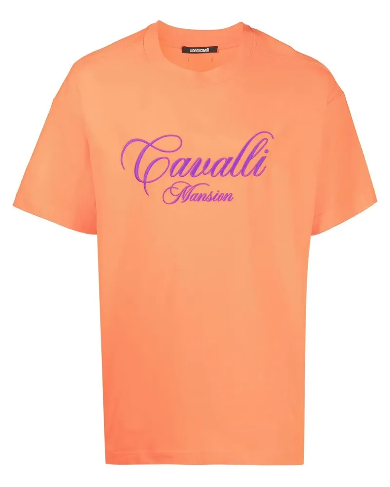 Roberto Cavalli T-Shirt mit Logo-Stickerei - Orange Orange