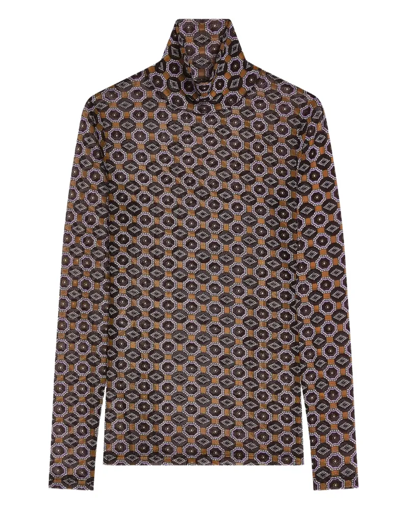Dries van Noten Rollkragenoberteil mit Print - Braun Braun