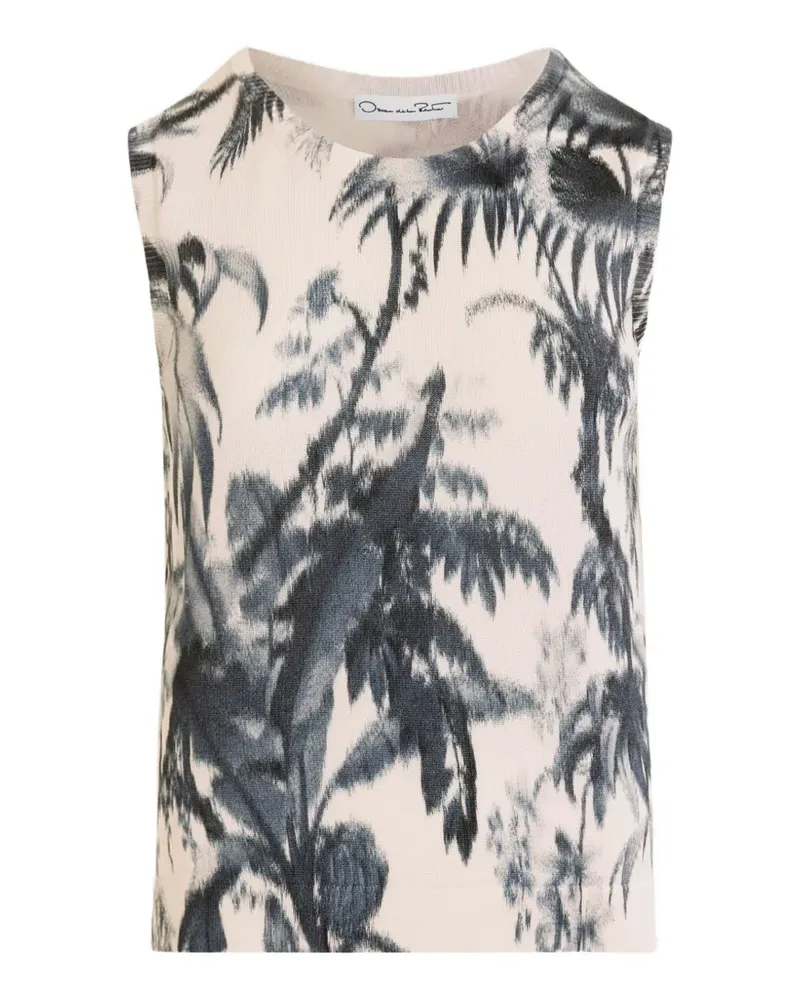 Oscar de la Renta chiné palm leaves tank top - Nude Nude