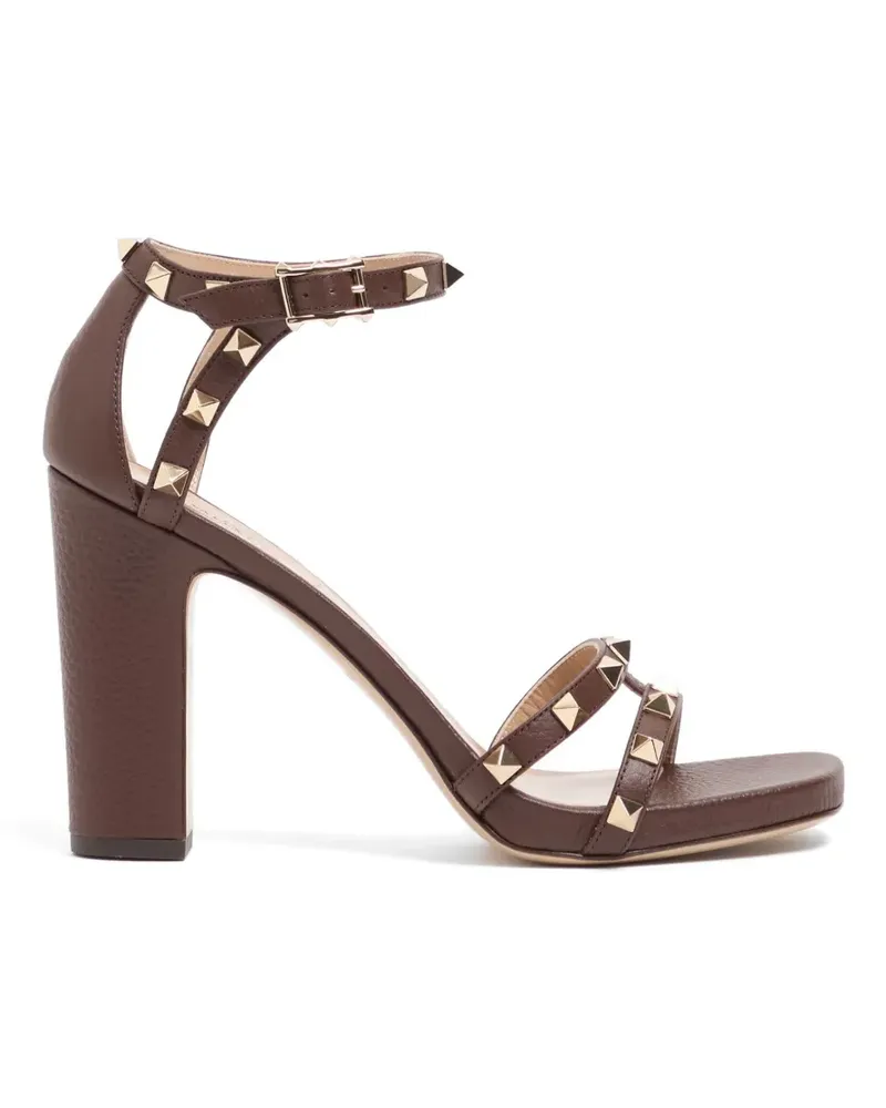 Valentino Garavani Rockstud Sandalen aus Kalbsleder mit Elchprägung 100mm - Braun Braun