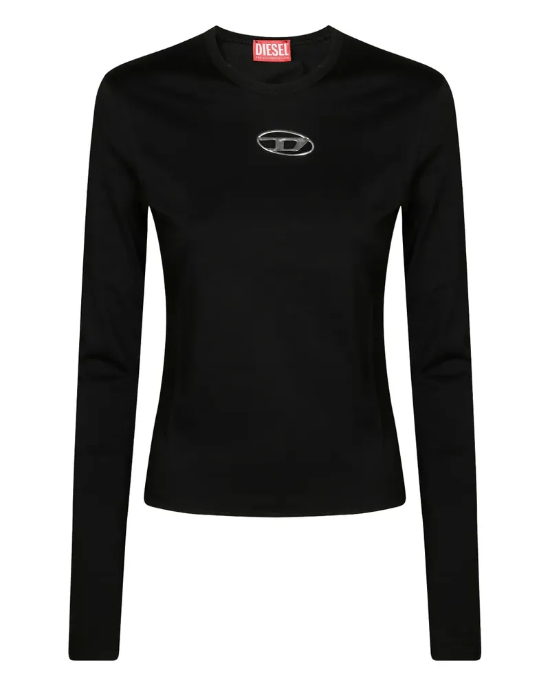 Diesel Cut-Out-T-Shirt mit ovalem Logo - Schwarz Schwarz