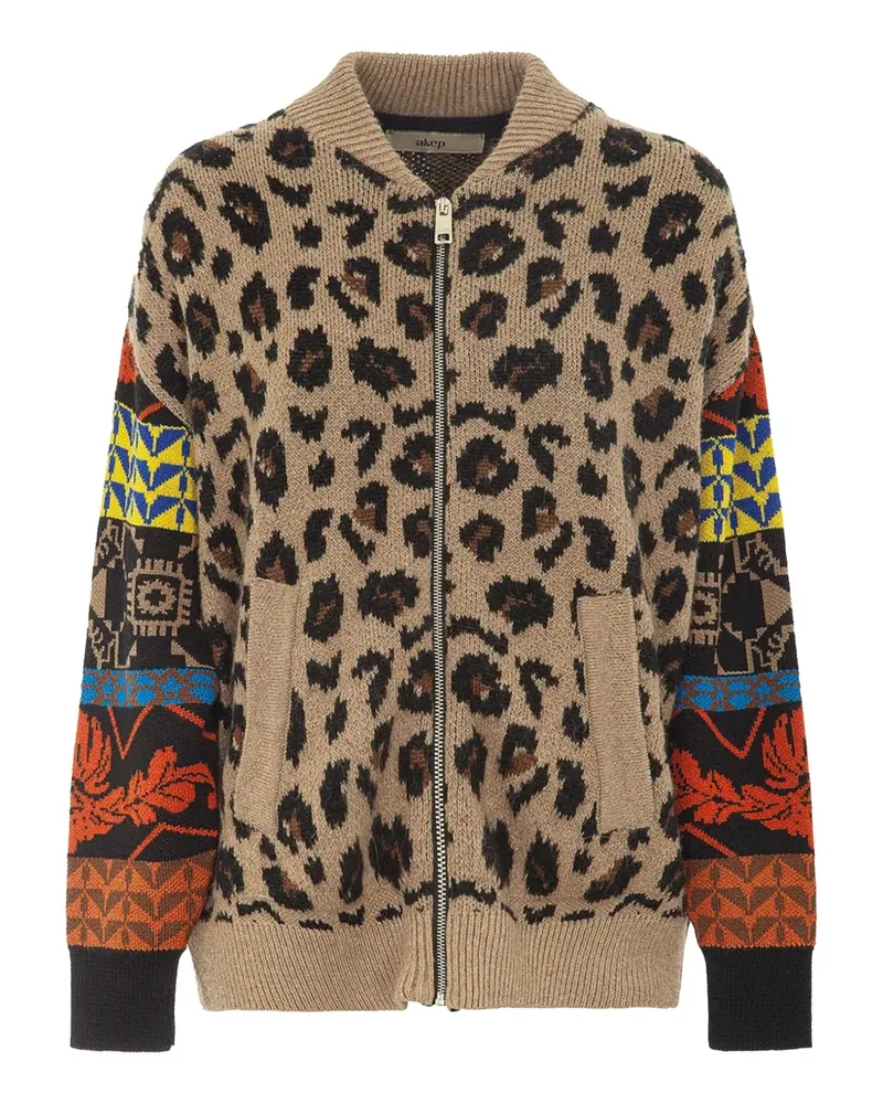 AKEP Cardigan mit Leoparden-Print - Nude Nude