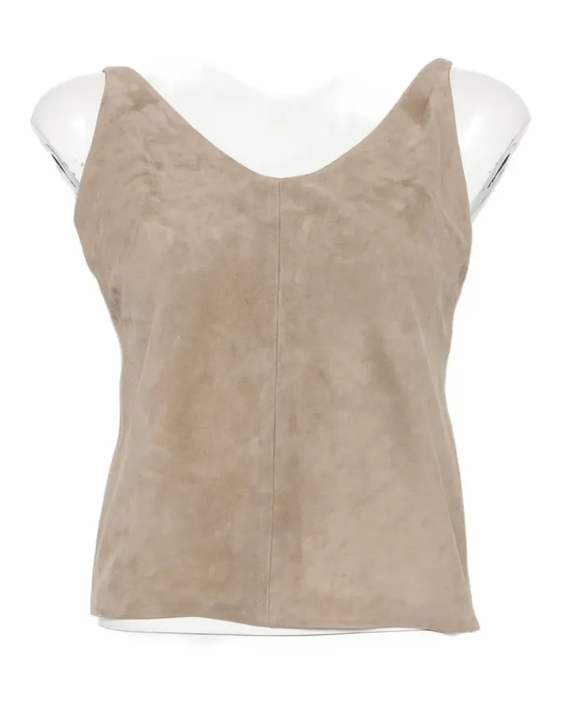 St. Agni suede low-back cami top - Nude Nude