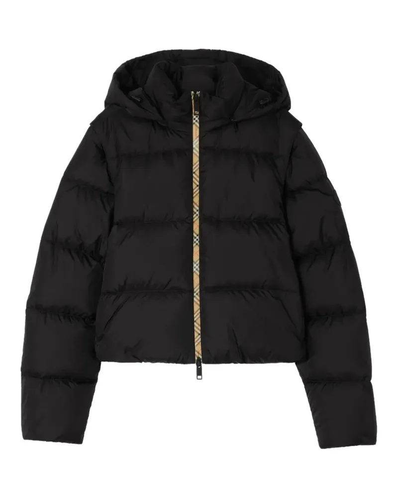 Burberry check-detail puffer jacket - Schwarz Schwarz