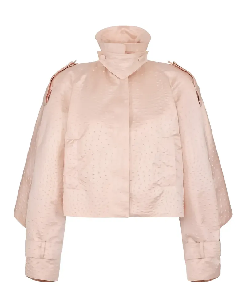 Elisabetta Franchi ostrich-print taffeta jacket - Rosa Rosa