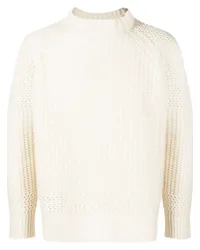 Trussardi Kaschmirpullover mit Waffelstrick-Muster Weiß