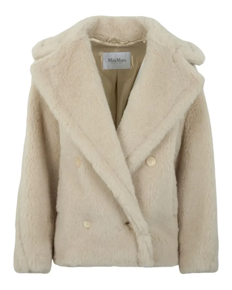 Max Mara Teddy double-breasted biker jacket - Nude Nude