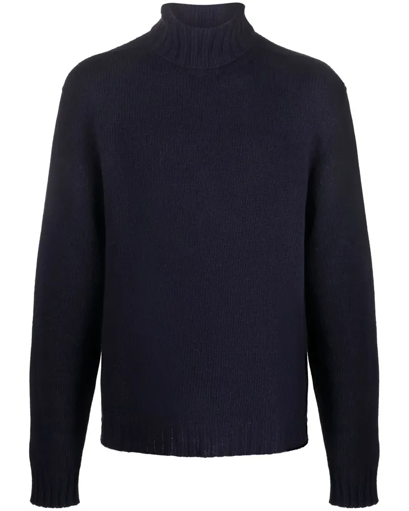 Palm Angels Rollkragenpullover mit Logo - Blau Blau