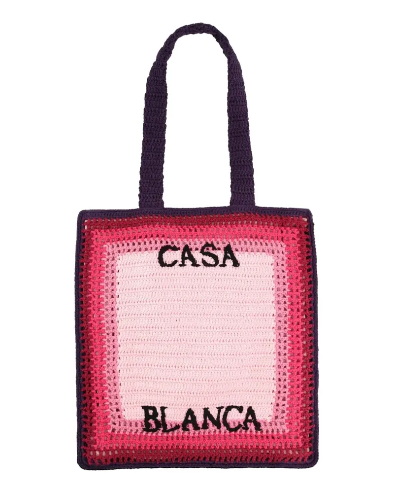 Casablanca Paris square-shaped crochet tote bag - Rosa Rosa