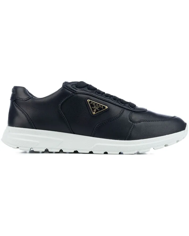 Prada Sneakers mit Logo-Schild - Schwarz Schwarz