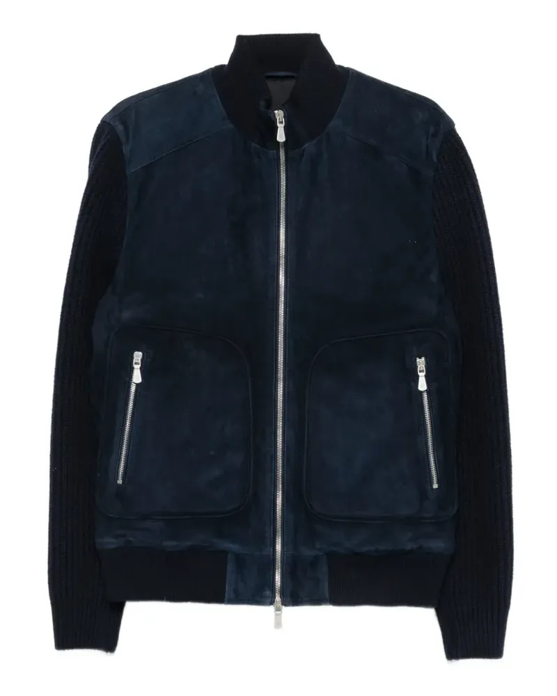 Eleventy Gerippte Jacke mit Wildledereinsätzen - Blau Blau
