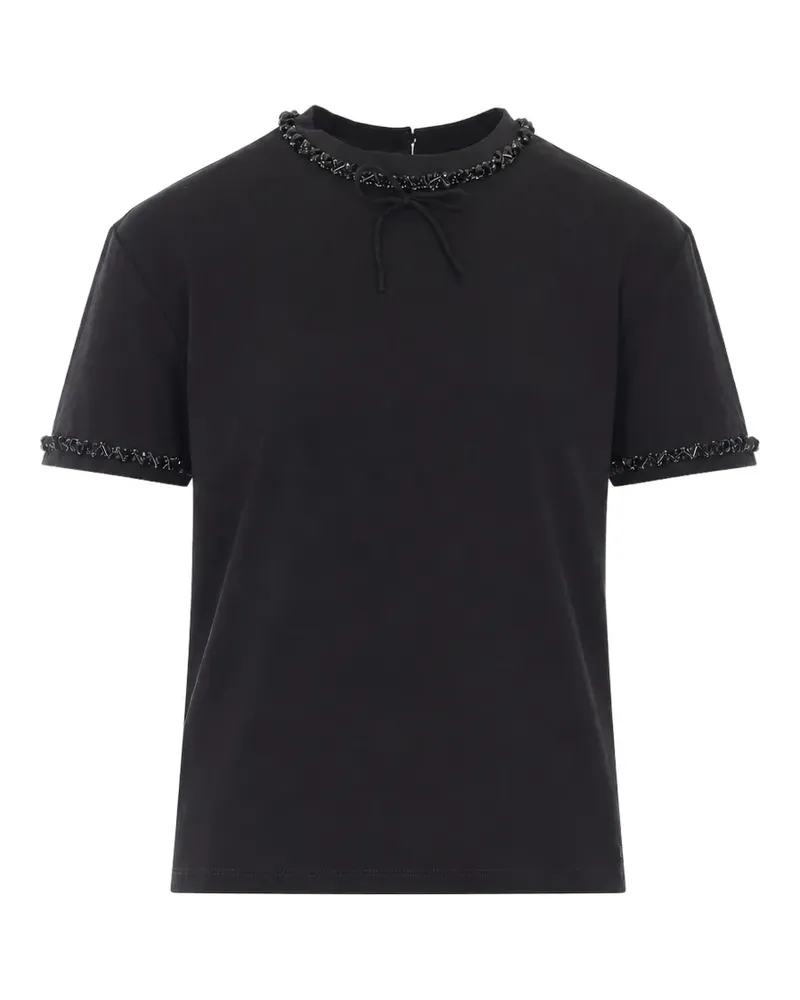 Twin-Set sequin-embellished bow-detail T-shirt - Schwarz Schwarz
