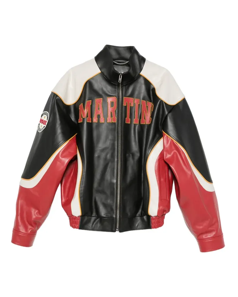 Martine Rose logo-patch leather jacket - Schwarz Schwarz