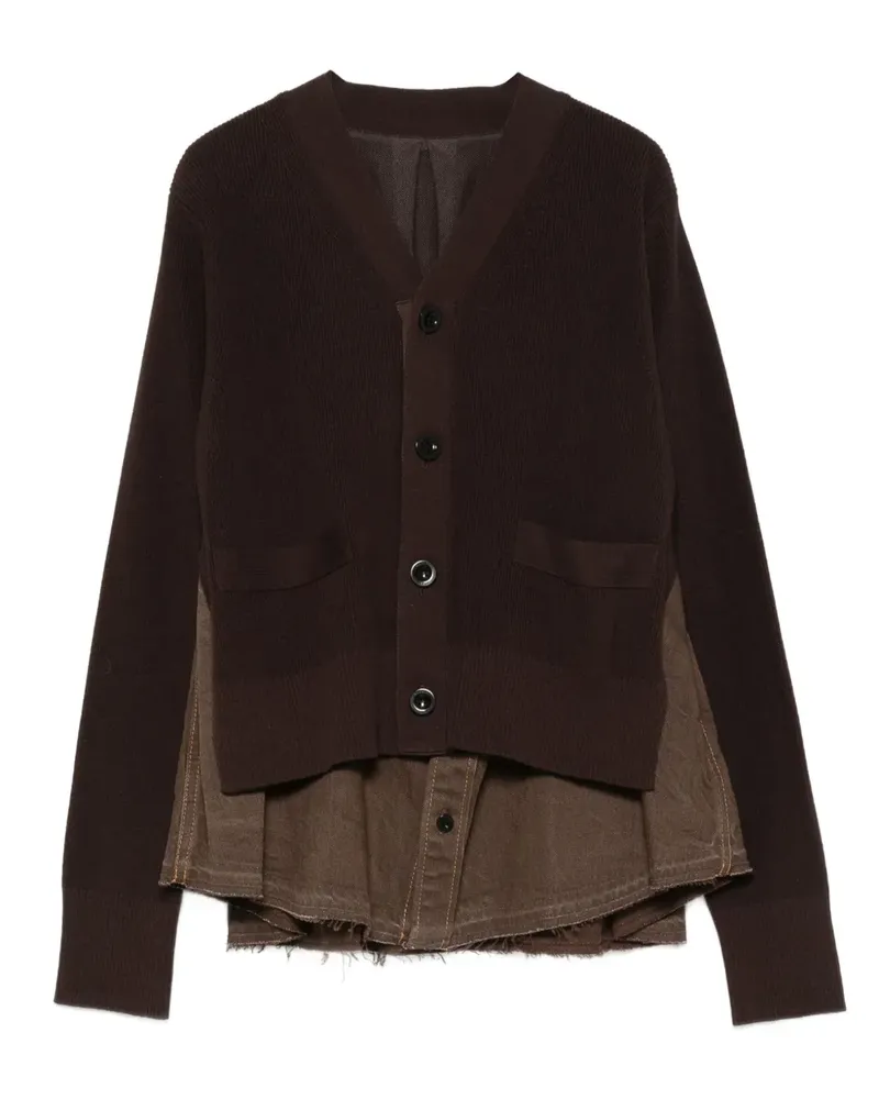 Sacai Cardigan im Layering-Look - Braun Braun