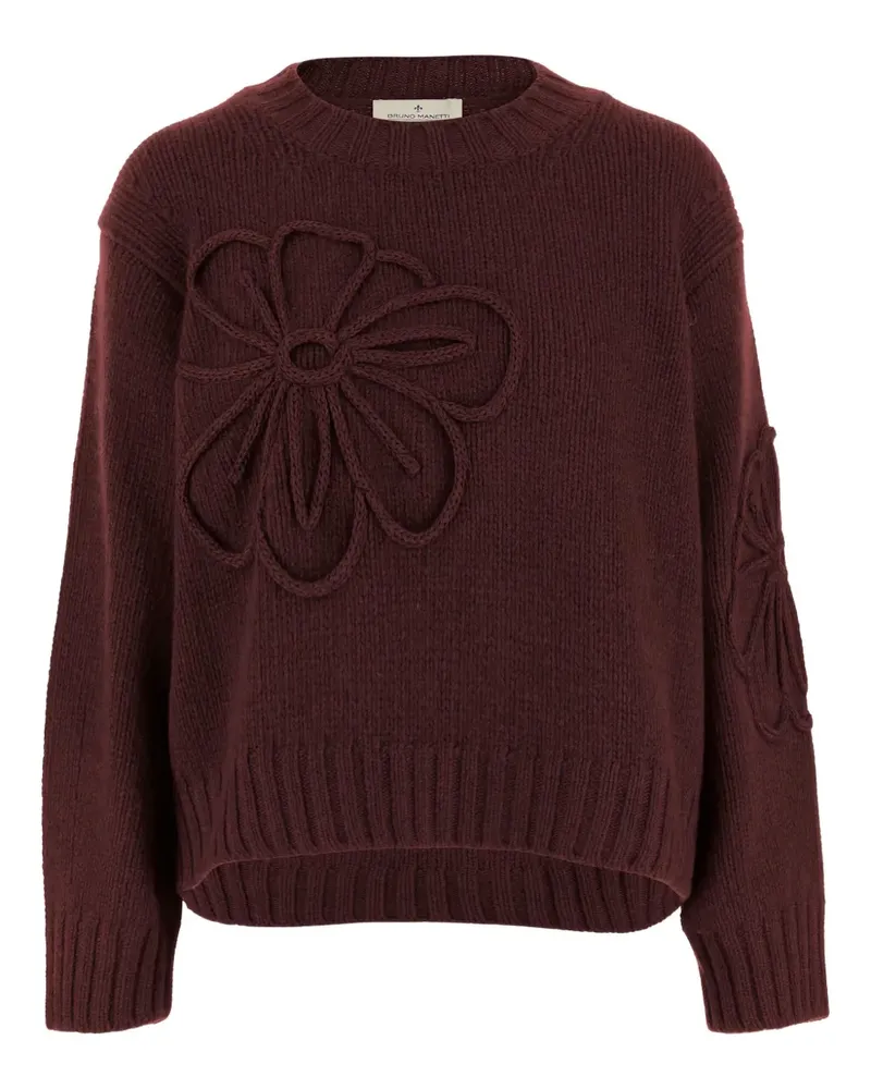 Bruno Manetti Pullover mit Blumenapplikation - Rot Rot