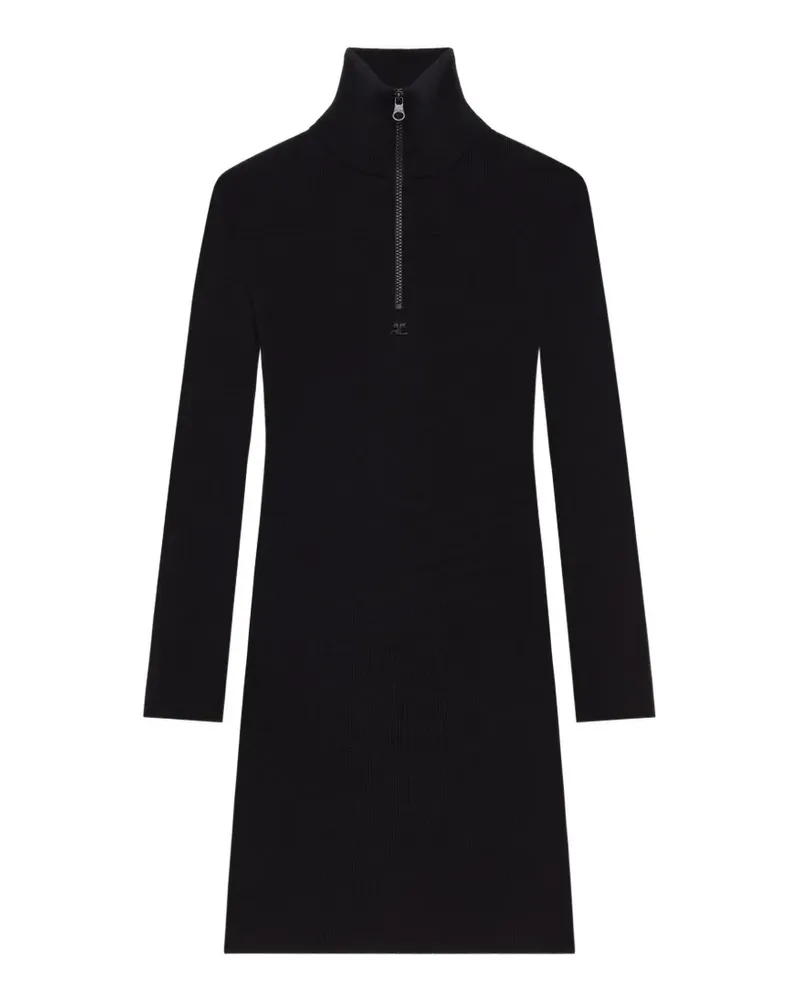 Courrèges Jerseykleid mit Reißverschluss - Schwarz Schwarz