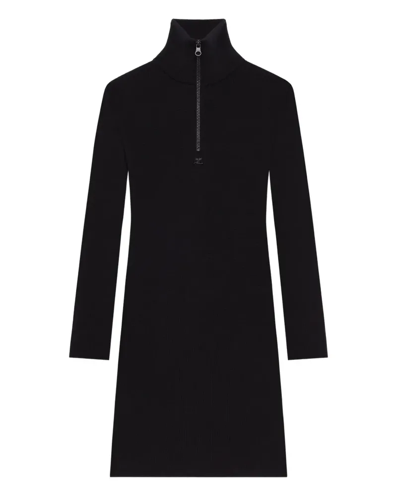 Courrèges Jerseykleid mit Reißverschluss - Schwarz Schwarz