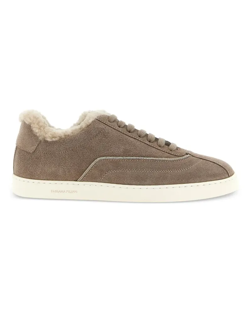 Fabiana Filippi shearling-lined low-top sneakers - Nude Nude