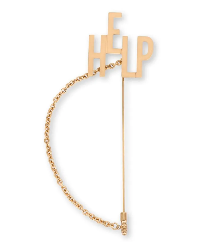 Moschino Help Brosche mit Kettendetail - Gold Gold