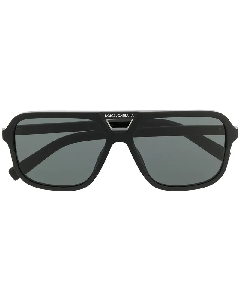 Dolce & Gabbana Pilotenbrille mit Logo - Schwarz Schwarz