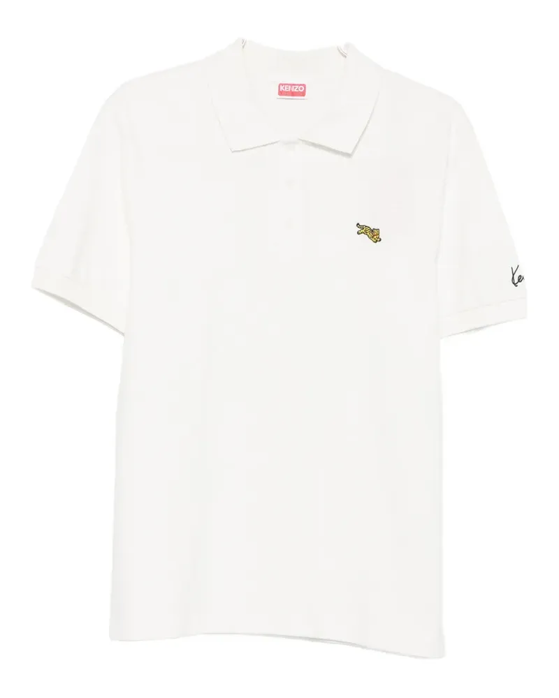 Kenzo tiger-patch polo shirt - Weiß Weiß