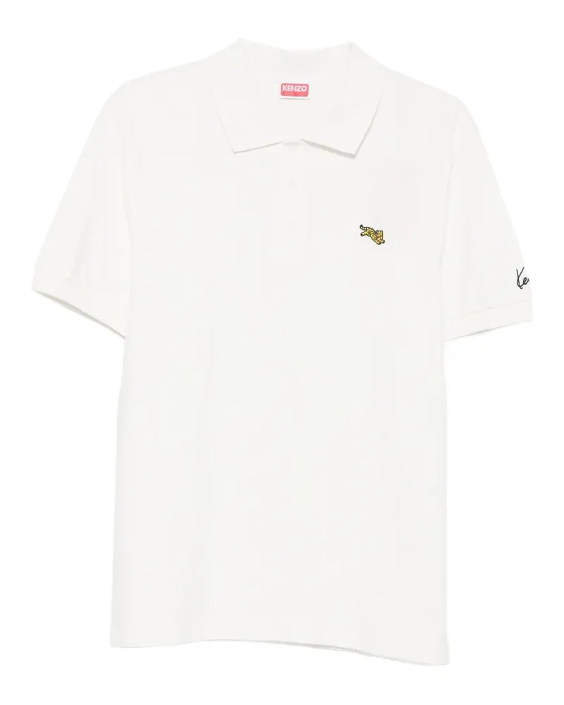 Kenzo Poloshirt mit Tiger-Patch - Weiß Weiß
