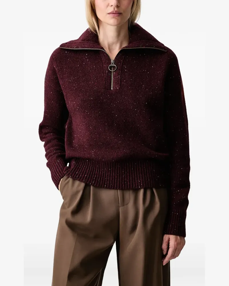 Barbour Lavensdale Pullover mit kurzem Reißverschluss - Rot Rot