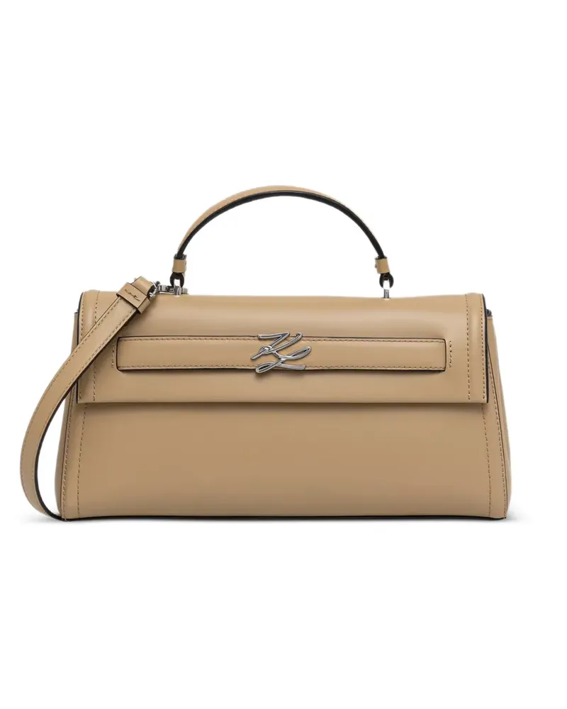 Karl Lagerfeld KL logo-plaque shoulder bag - Nude Nude