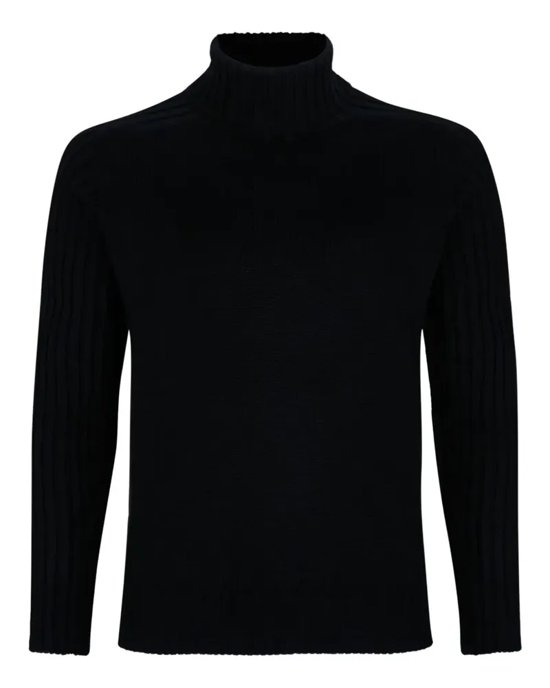 Gran Sasso Gerippter Rollkragenpullover - Schwarz Schwarz