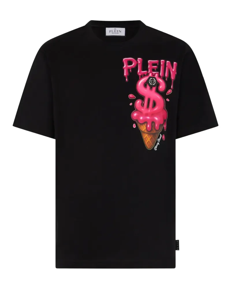 Philipp Plein T-Shirt mit Ice Cream-Patch - Schwarz Schwarz