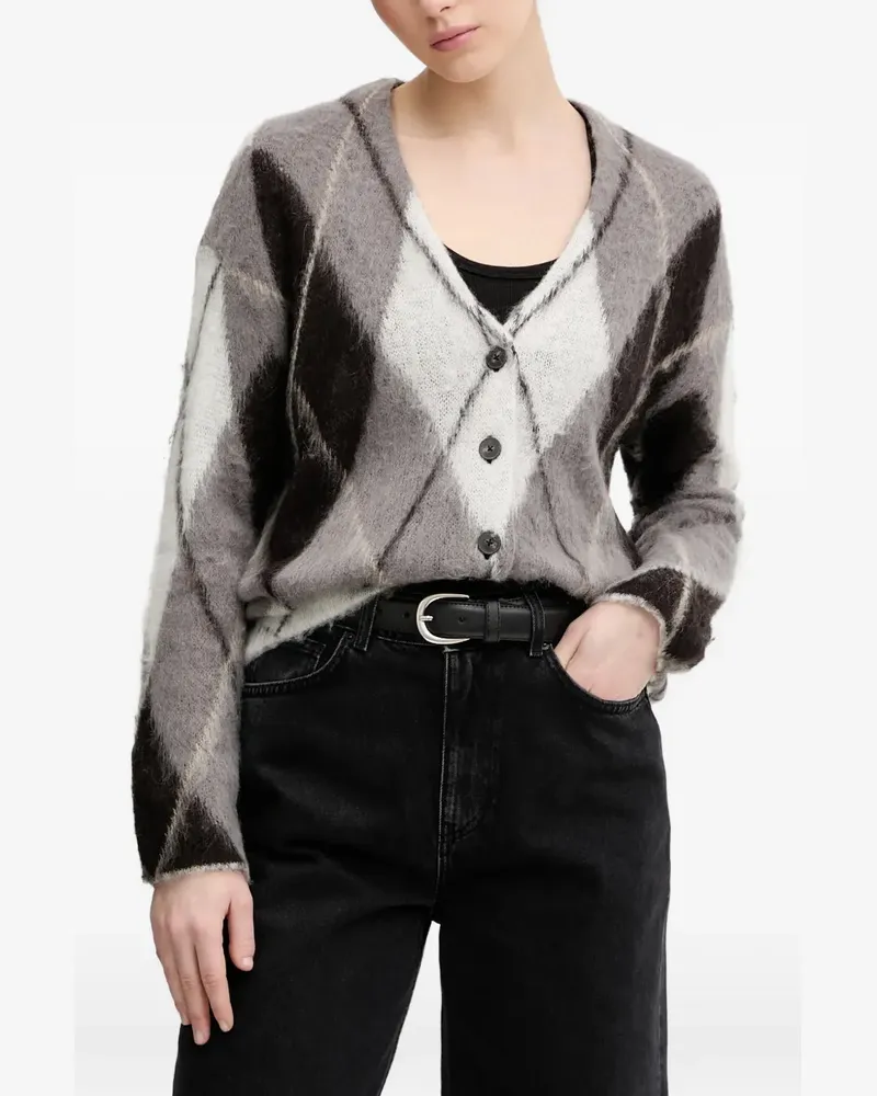 Sisley Cardigan mit Argyle-Muster - Grau Grau
