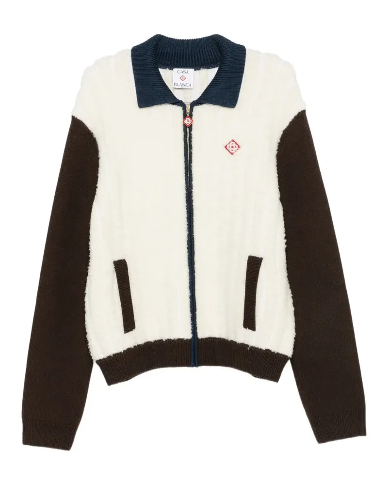 Casablanca Paris Café Culture wool fleece track jacket - Nude Nude