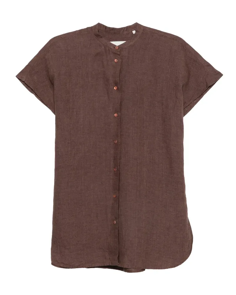 XACUS Nevil short-sleeve band-collar blouse - Braun Braun