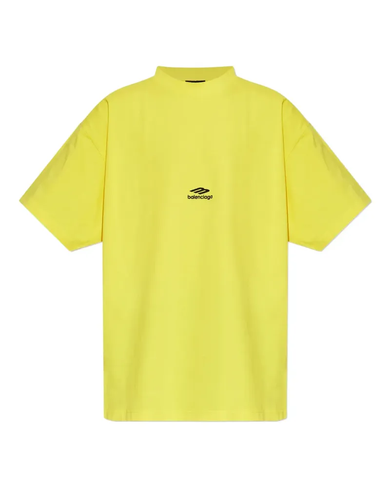 Balenciaga T-Shirt mit Logo-Stickerei - Gelb Gelb