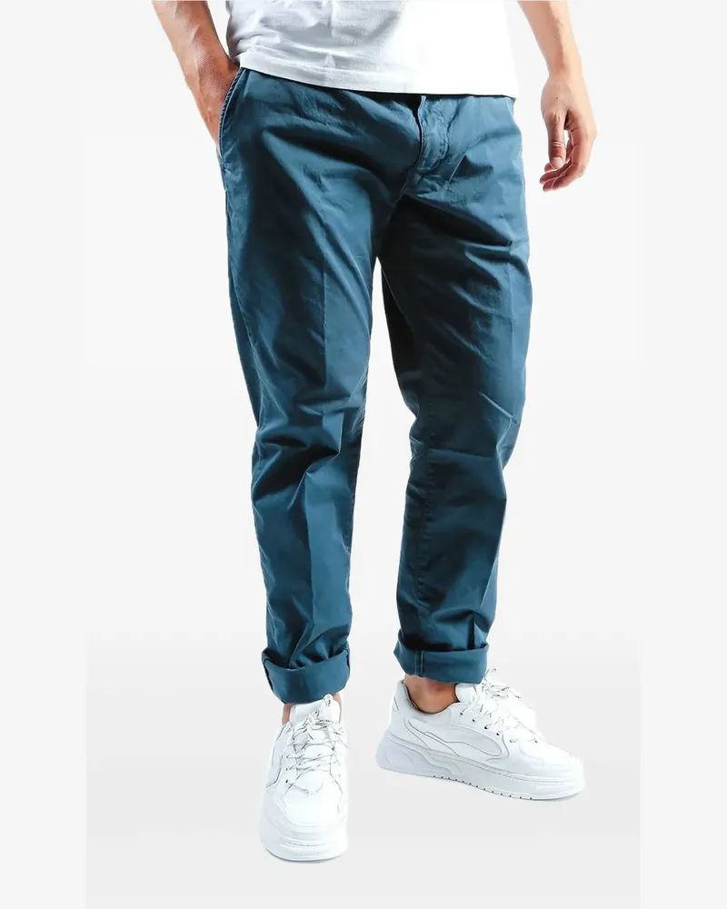 Hand Picked Gerade Hose mit Umschlag - Blau Blau