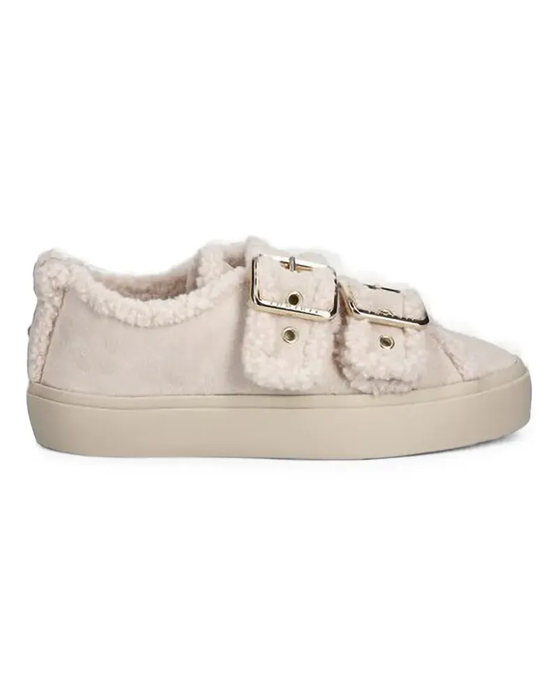 INUIKII shearling-trim buckled sneakers - Weiß Weiß