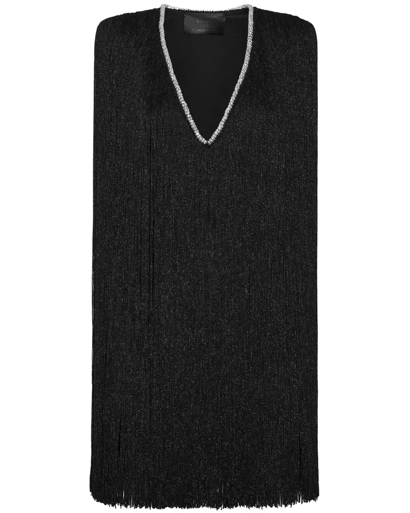 Philipp Plein Minikleid mit Fransen - Schwarz Schwarz