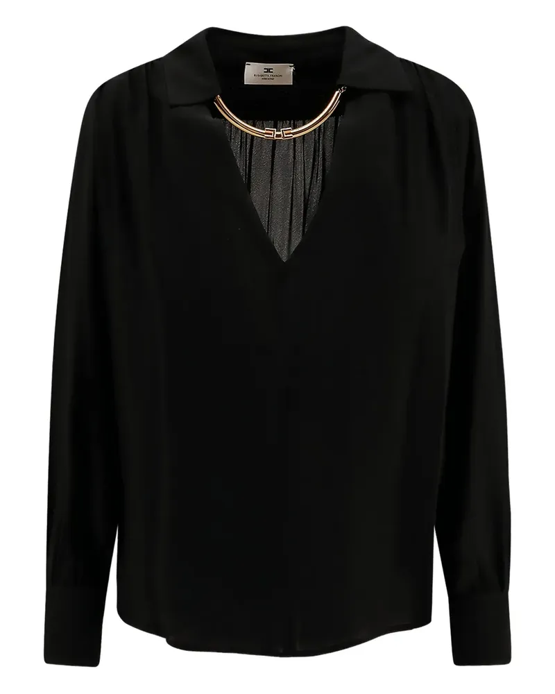 Elisabetta Franchi Hemd mit plissiertem Kragen - Schwarz Schwarz