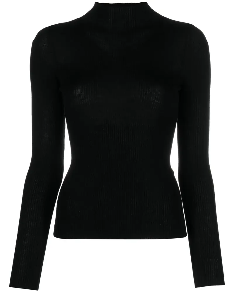 Twin-Set Gerippter Strickpullover - Schwarz Schwarz