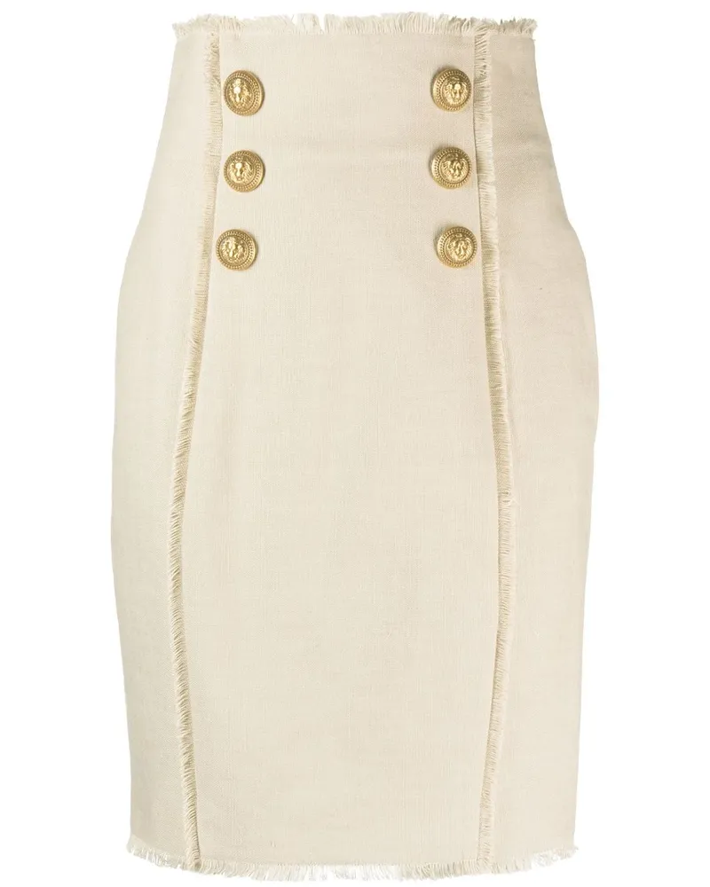 Balmain Klassischer High-Waist-Rock - Nude Nude