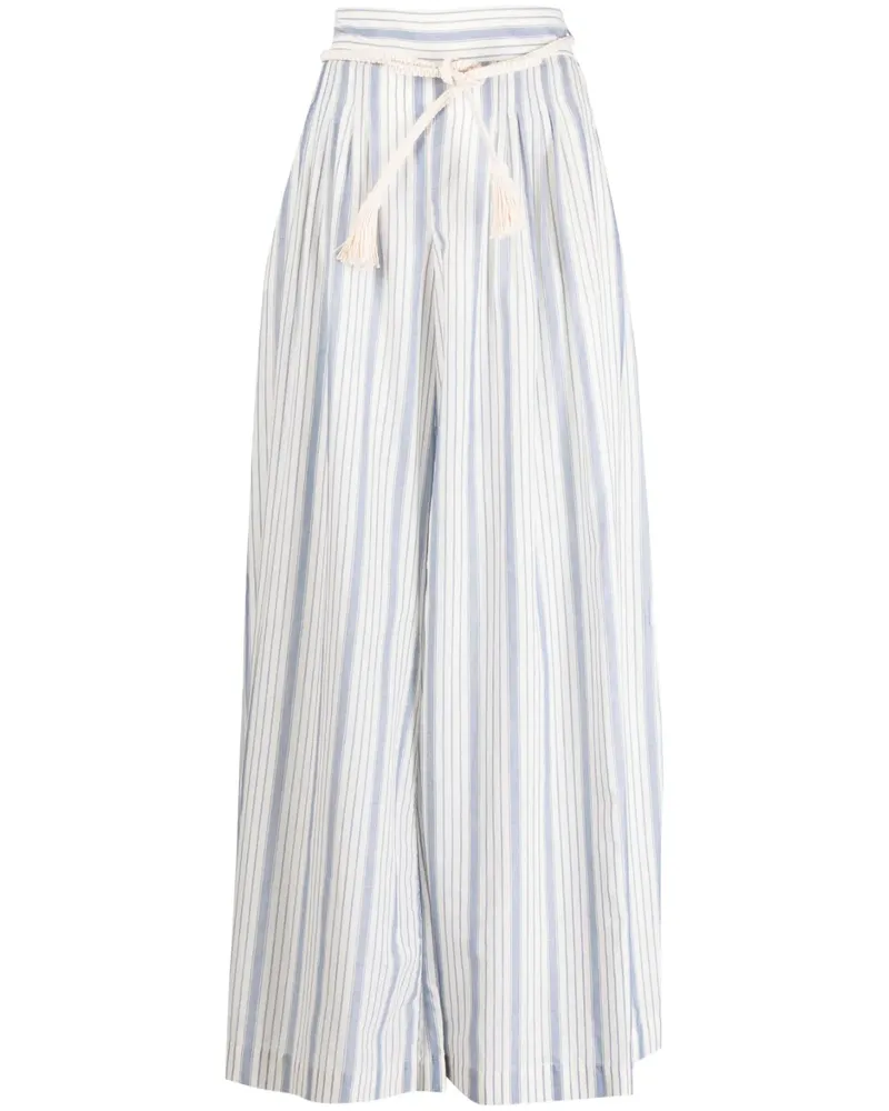 Zimmermann Gestreifte Hose mit weitem Bein - Blau Blau