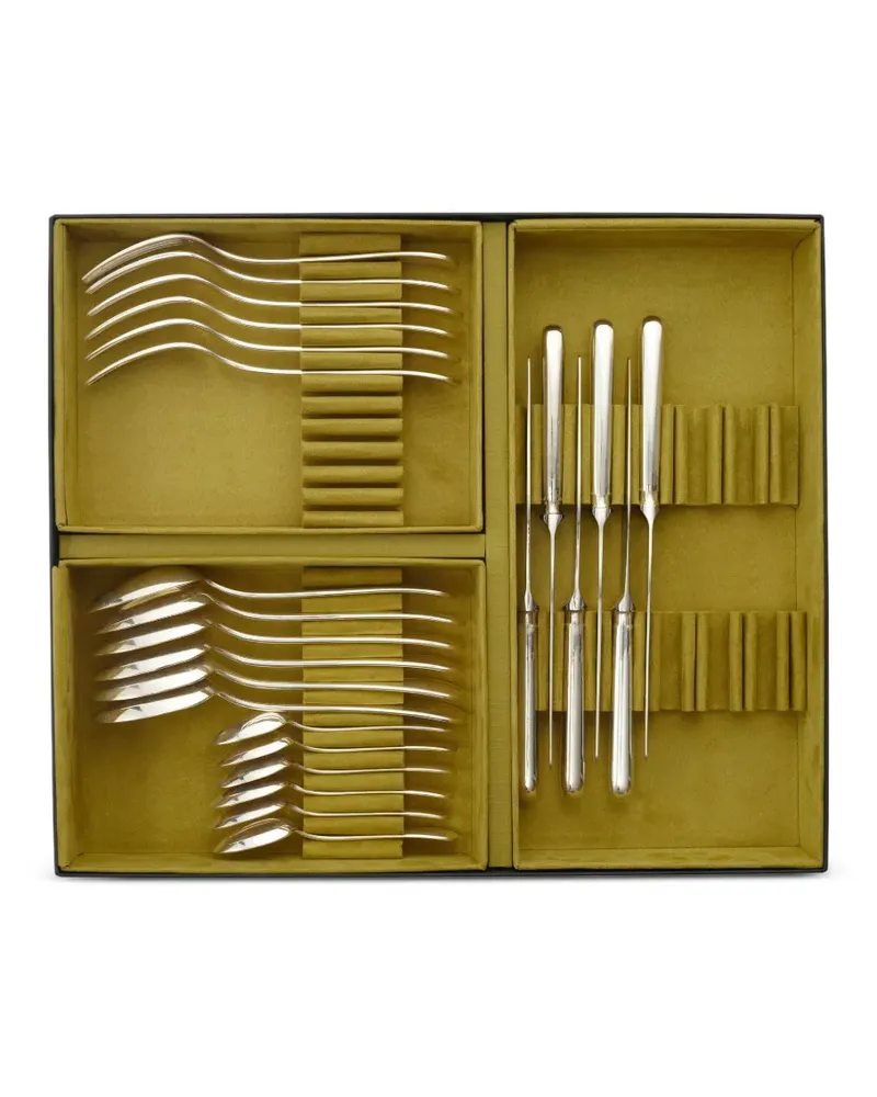 Christofle Perles sculpted flatware six-person setting - Schwarz Schwarz